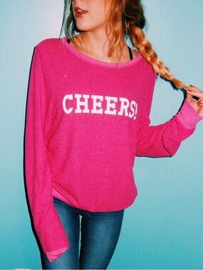 Wildfox Pink "CHEERS!" Crewneck Sweater